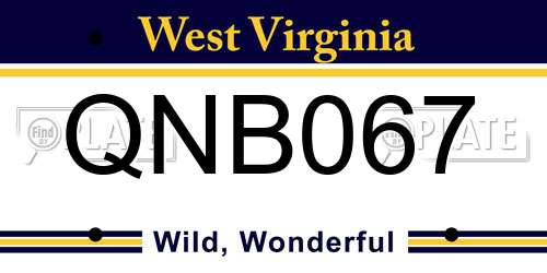 QNB067 West Virginia License Plate