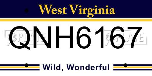 QNH6167 West Virginia License Plate