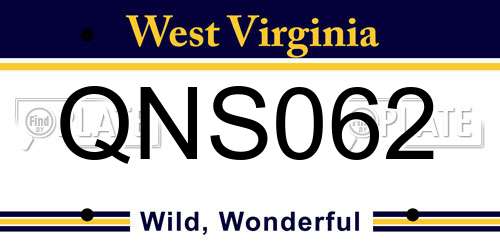 QNS062 West Virginia License Plate