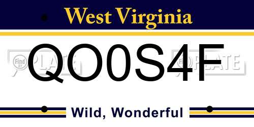 QO0S4F West Virginia License Plate