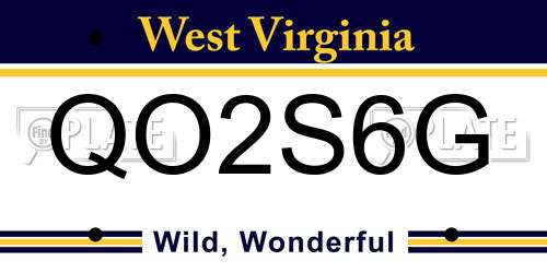 QO2S6G West Virginia License Plate