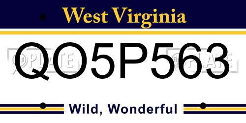QO5P563 West Virginia License Plate