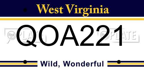QOA221 West Virginia License Plate