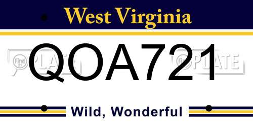 QOA721 West Virginia License Plate