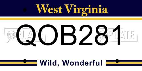 QOB281 West Virginia License Plate