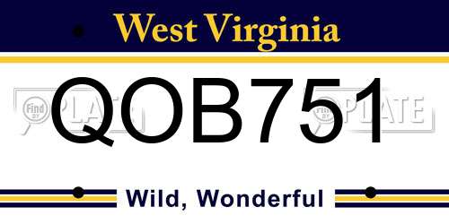 QOB751 West Virginia License Plate