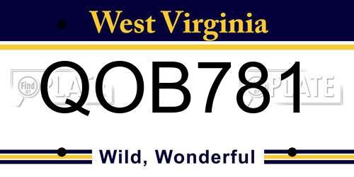 QOB781 West Virginia License Plate