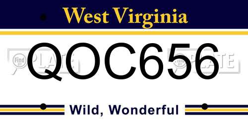 QOC656 West Virginia License Plate