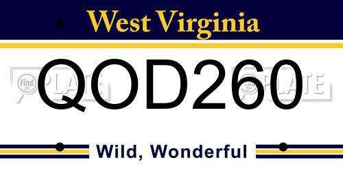 QOD260 West Virginia License Plate