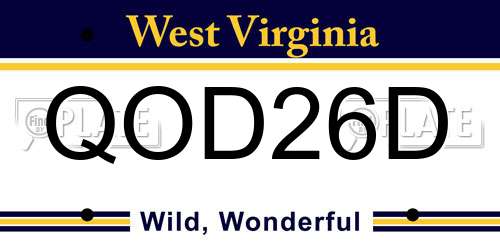 QOD26D West Virginia License Plate