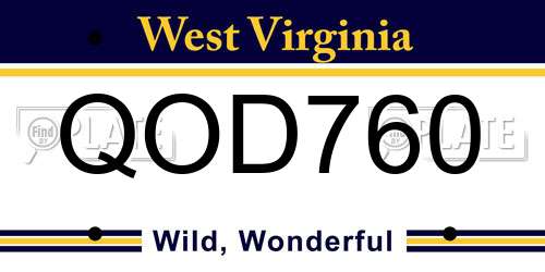 QOD760 West Virginia License Plate