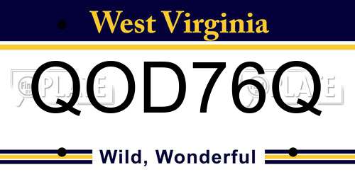 QOD76Q West Virginia License Plate