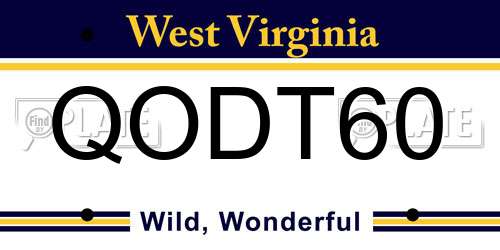 QODT60 West Virginia License Plate