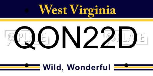 QON22D West Virginia License Plate