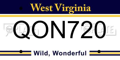 QON720 West Virginia License Plate