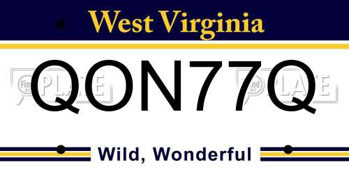 QON77Q West Virginia License Plate