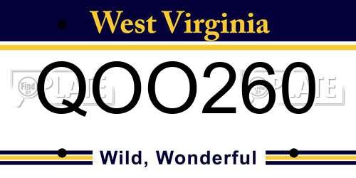 QOO260 West Virginia License Plate