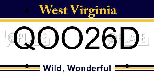 QOO26D West Virginia License Plate