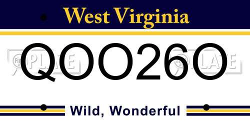 QOO26O West Virginia License Plate