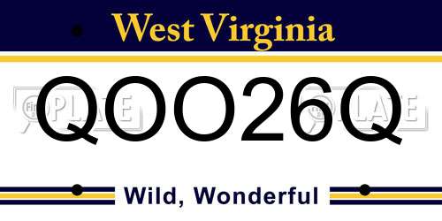 QOO26Q West Virginia License Plate