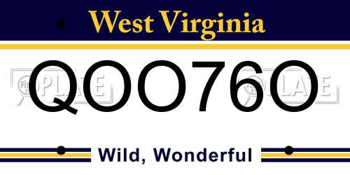QOO76O West Virginia License Plate