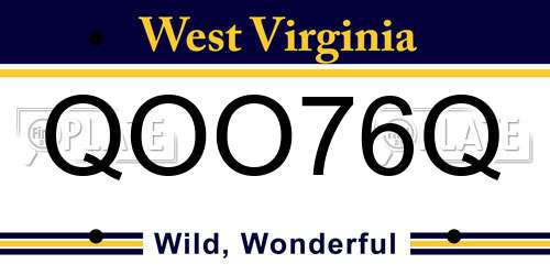QOO76Q West Virginia License Plate