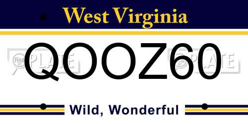 QOOZ60 West Virginia License Plate