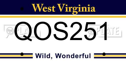 QOS251 West Virginia License Plate