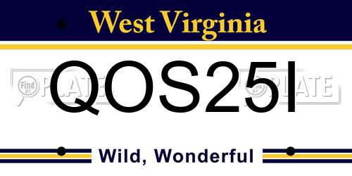 QOS25I West Virginia License Plate