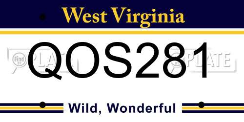 QOS281 West Virginia License Plate