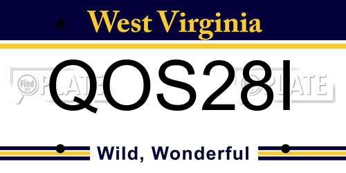 QOS28I West Virginia License Plate