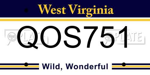 QOS751 West Virginia License Plate