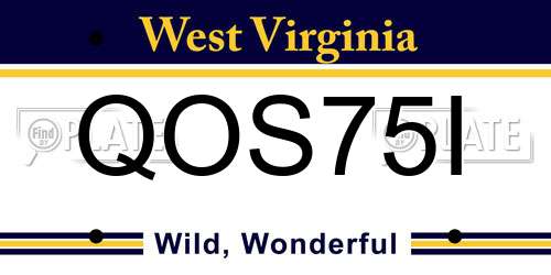 QOS75I West Virginia License Plate