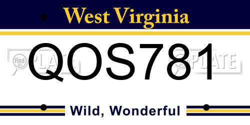 QOS781 West Virginia License Plate