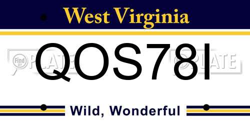QOS78I West Virginia License Plate