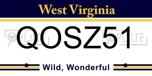 QOSZ51 West Virginia License Plate