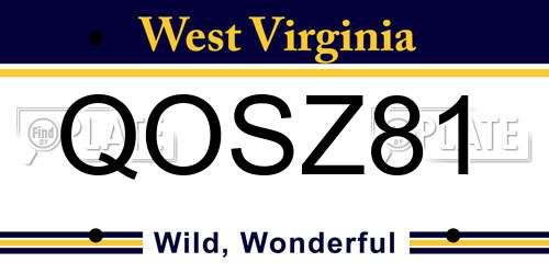 QOSZ81 West Virginia License Plate