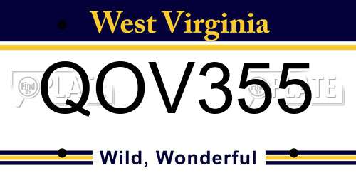 QOV355 West Virginia License Plate