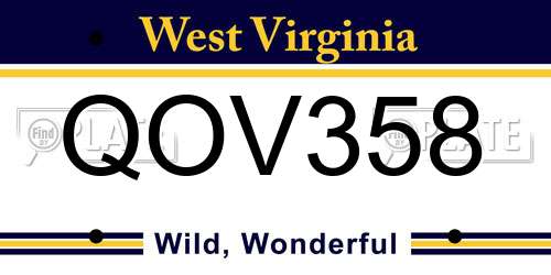 QOV358 West Virginia License Plate