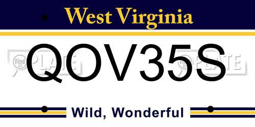 QOV35S West Virginia License Plate