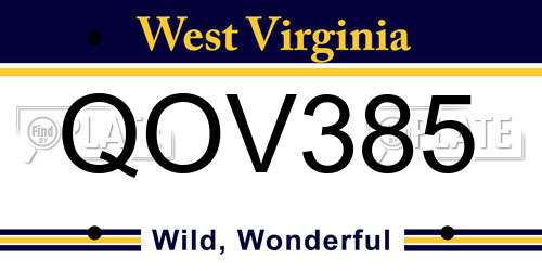 QOV385 West Virginia License Plate