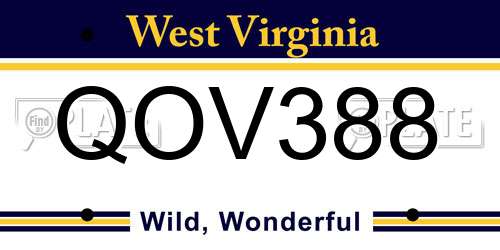 QOV388 West Virginia License Plate