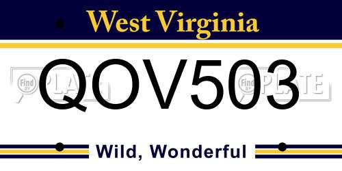 QOV503 West Virginia License Plate