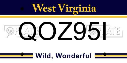 QOZ95I West Virginia License Plate