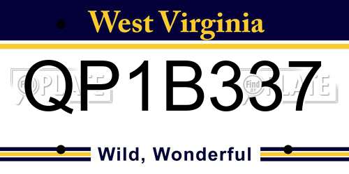 QP1B337 West Virginia License Plate