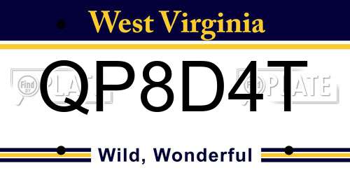 QP8D4T West Virginia License Plate