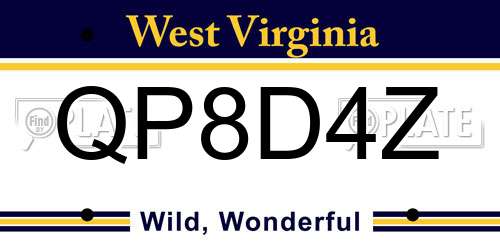 QP8D4Z West Virginia License Plate