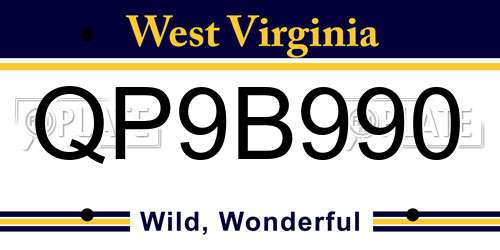 QP9B990 West Virginia License Plate