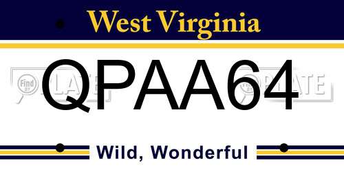 QPAA64 West Virginia License Plate