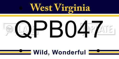 QPB047 West Virginia License Plate